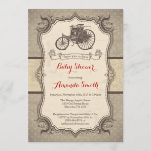 Vintage Car Baby Shower Invitation Vintage Retro