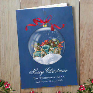 Vintage Car Blue Christmas Holiday Card