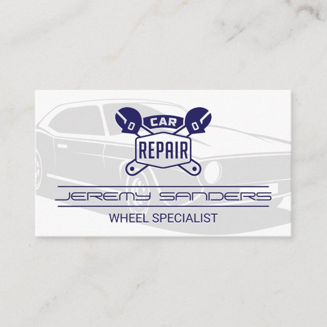 Vintage Car | Car Repair Logo Business Card (Front)