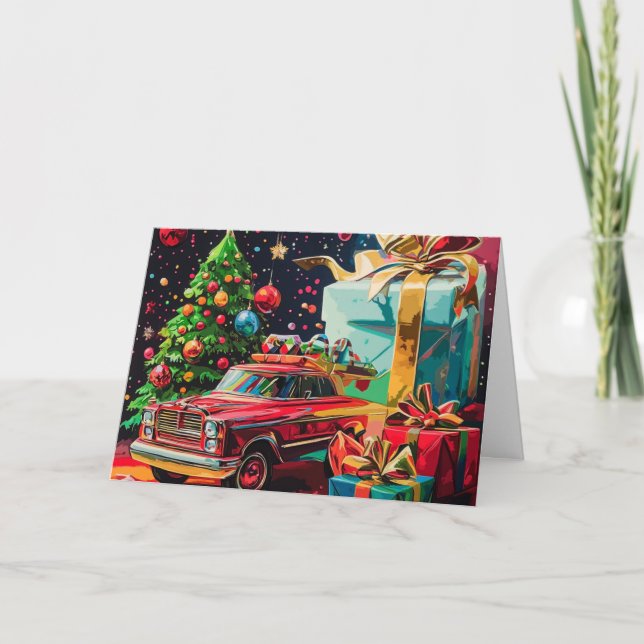 Vintage Car Christmas Card (Front)