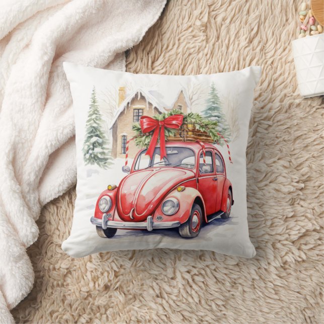 Vintage Car Christmas Cushion (Blanket)