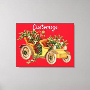 Vintage Car Christmas Mistletoe Thunder_Cove Canvas Print