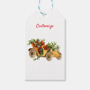 Vintage Car Christmas Mistletoe Thunder_Cove    Gift Tags