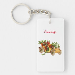 Vintage Car Christmas Mistletoe Thunder_Cove Key Ring