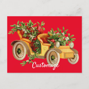 Vintage Car Christmas Mistletoe Thunder_Cove Postcard