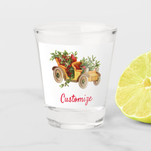 Vintage Car Christmas Mistletoe Thunder_Cove  Shot Glass