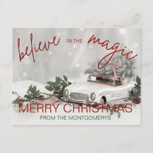 Vintage Car Christmas Ornament Photo Christmas Holiday Postcard