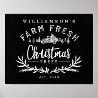 Vintage Car Christmas Tree Delivery Black & White