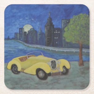 Vintage Car City Scene Party Coaster