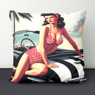 Vintage Car Classic Pin Up Cushion