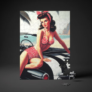 Vintage Car Classic Pin Up Jigsaw Puzzle