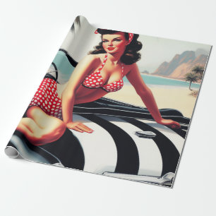 Vintage Car Classic Pin Up Wrapping Paper