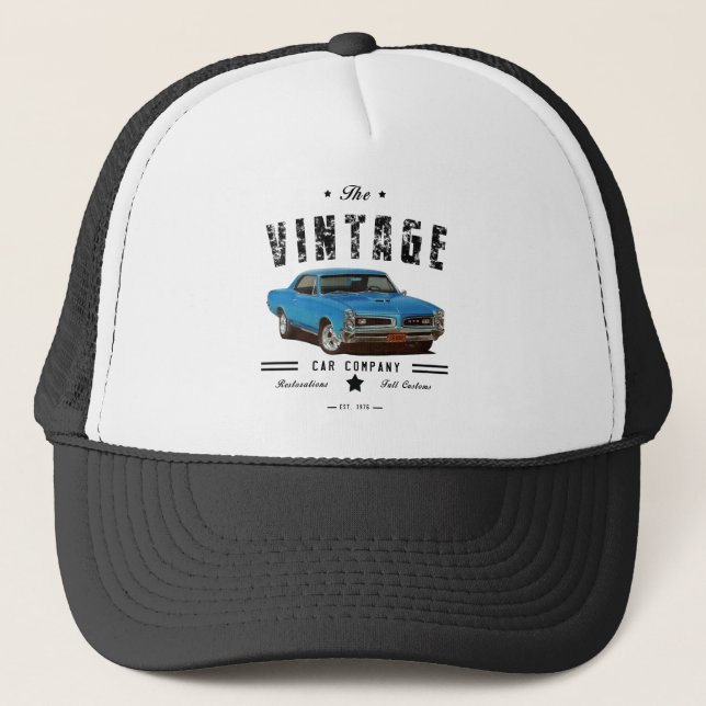 Vintage Car Company Blue GTO Trucker Hat (Front)