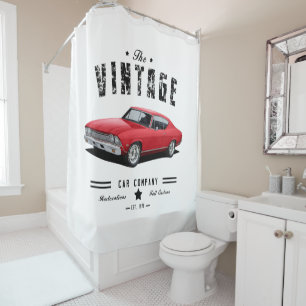 Vintage Car Company Red Chevelle Shower Curtain
