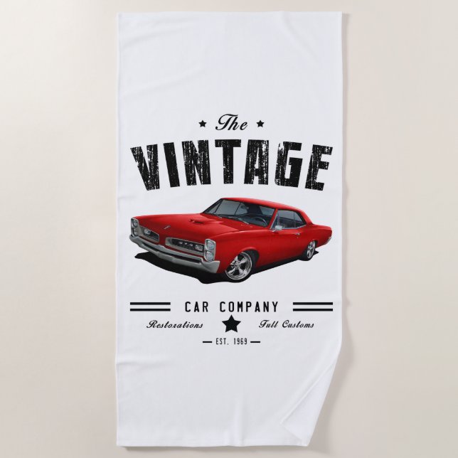 Vintage Car Company Red GTO Beach Towel (Front)