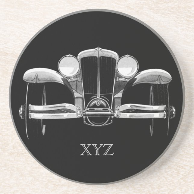 Vintage car custom monogram coaster (Front)