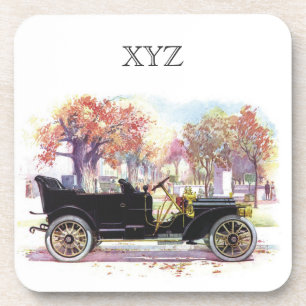 Vintage car custom monogram coasters