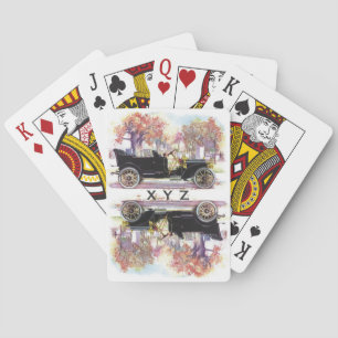 Vintage car custom monogram playing cards