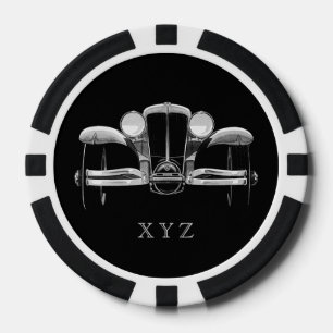 Vintage car custom monogram poker chips