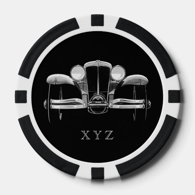 Vintage car custom monogram poker chips (Front)