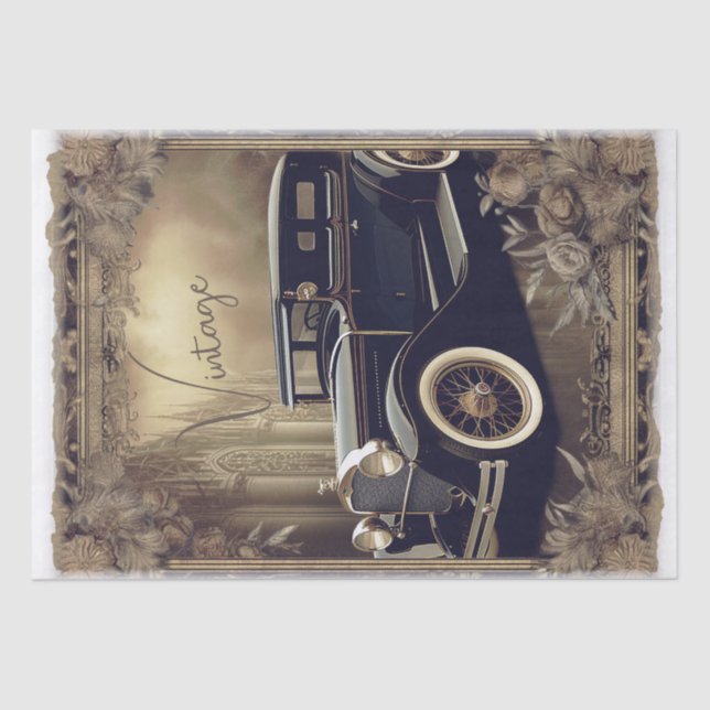 Vintage Car Decoupage Tissue Paper (Front)