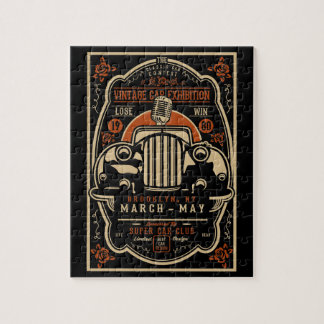 Vintage Car Exhibition Poster Jigsaw Puzzle