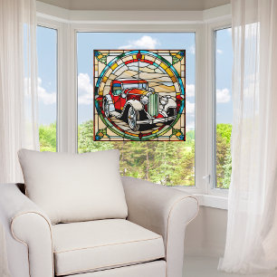 Vintage Car Faux Stained Glass Window Cling