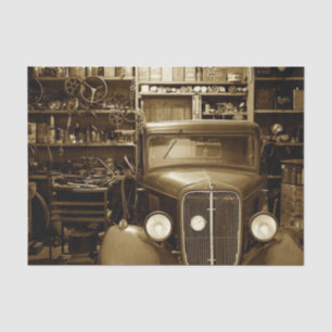 Vintage Car Garage and Repair Shop  Tissue Paper