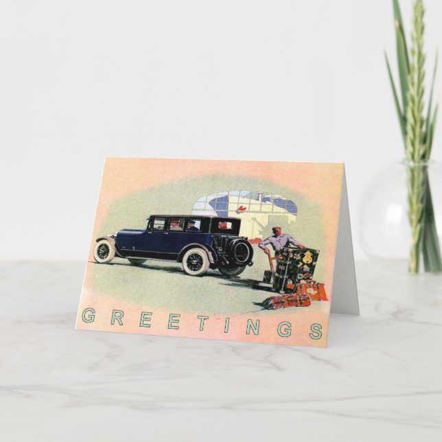 Vintage Car Greetingcard With Old Lincoln Card (Front)
