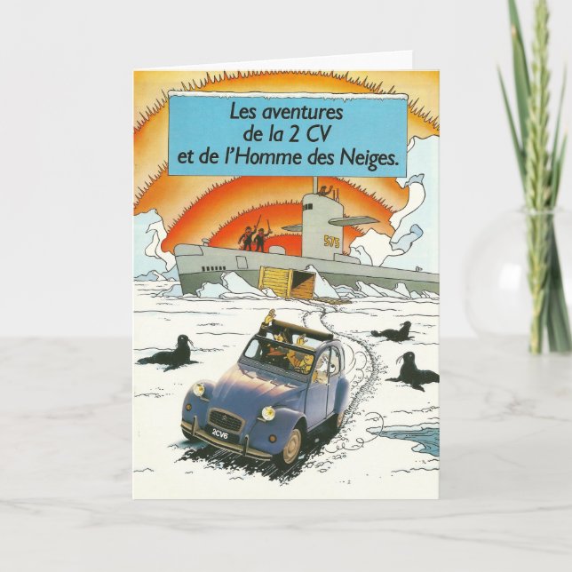 Vintage car greetings card | Citroen 2cv | French (Front)
