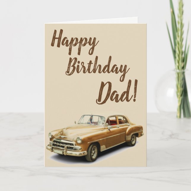 Vintage Car Happy Birthday Card for Dads! (Front)