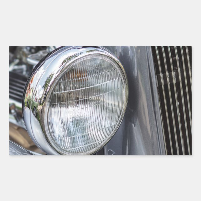 Vintage Car Headlight Rectangle Sticker (Front)