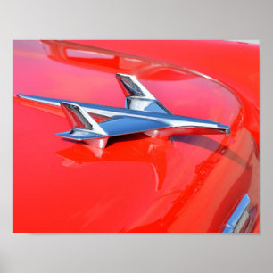 Vintage car hood ornament poster