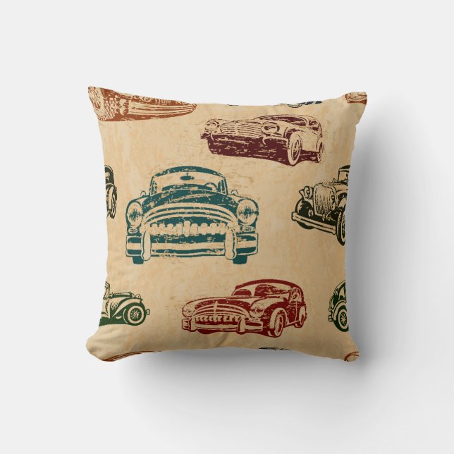 Vintage Car Illustration Background Pattern Cushion (Front)