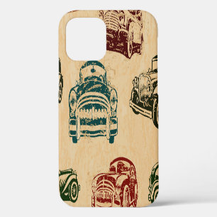 Vintage Car Illustration Background Pattern iPhone 12 Case