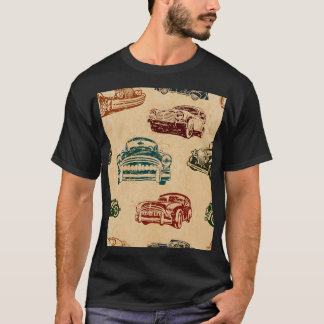 Vintage Car Illustration Background Pattern T-Shirt