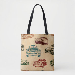 Vintage Car Illustration Background Pattern Tote Bag