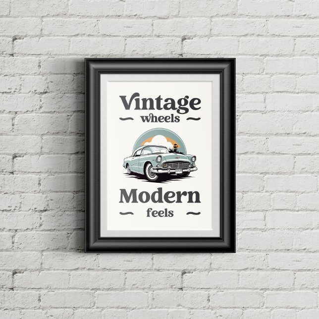 Vintage car in retro colours. poster (Creator Uploaded)