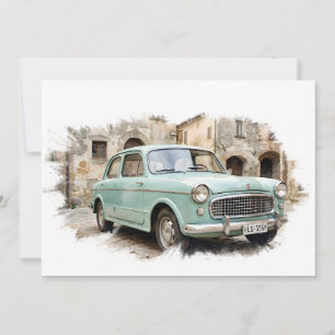 Vintage Car in Rustic Setting Invitation