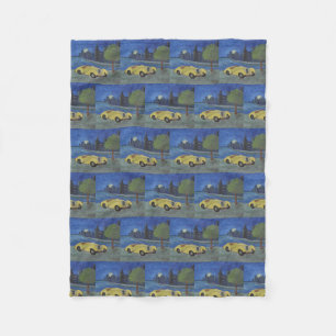 Vintage Car In The City Fleece Blanket