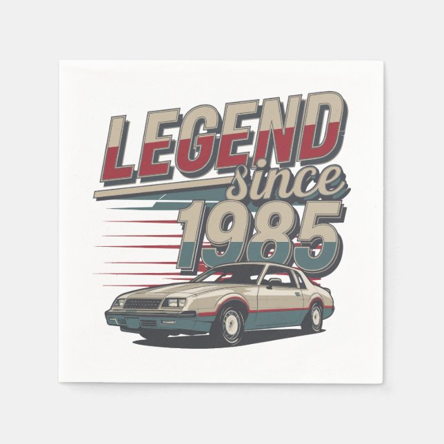 Vintage Car Legend - 1985 Birthday Gift Napkin (Front)