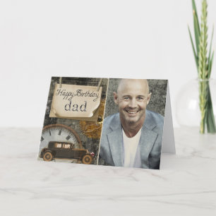 Vintage Car Lover Happy Birthday Dad Photo Card