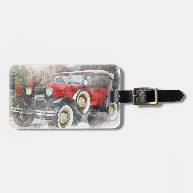Vintage Car Luggage Tag (Front Horizontal)