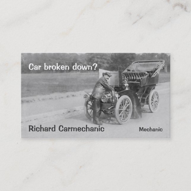 Vintage car mechanic business card (Front)