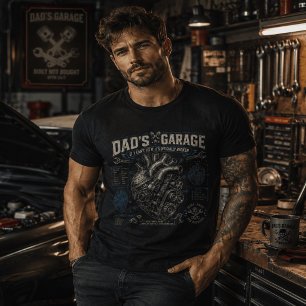 Vintage Car Mechanic Dad Funny Retro Blueprint T-Shirt