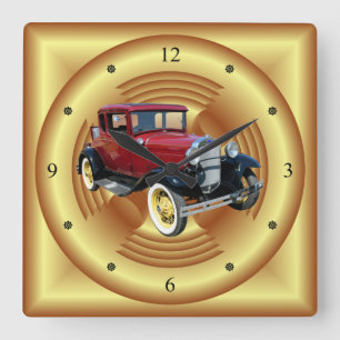 Vintage Car ~ Model A 1928 –29 Coupe ~ Square Wall Clock