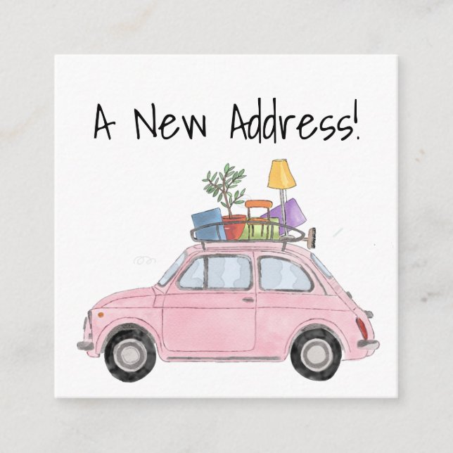 Vintage car New address card (Front)
