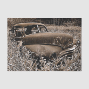 Vintage Car Old Antique Sepia Rustic Decoupage Tissue Paper