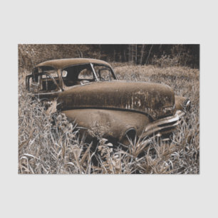 Vintage Car Old Antique Sepia Rustic Decoupage Tissue Paper