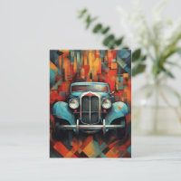Vintage Car Painting Abstract Art